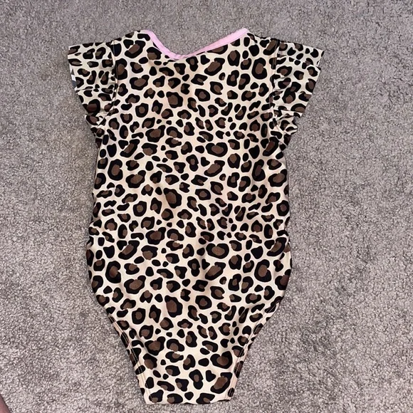 Cat & Jack 3T swimsuit leopard animal print zip up snaps short sleeve one piece - Picture 6 of 6